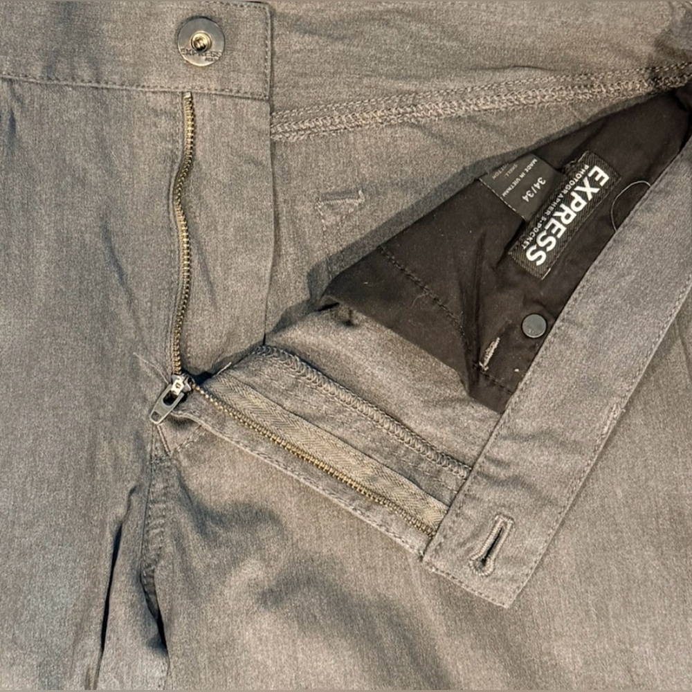 Express Photographer Pant Gray Slim Fit Stretch Chino Dress Pant 34x34 - Picture 5 of 7